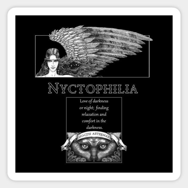 Nyctophilia for Lovers of the Night Sticker by Vintage Crow Studios